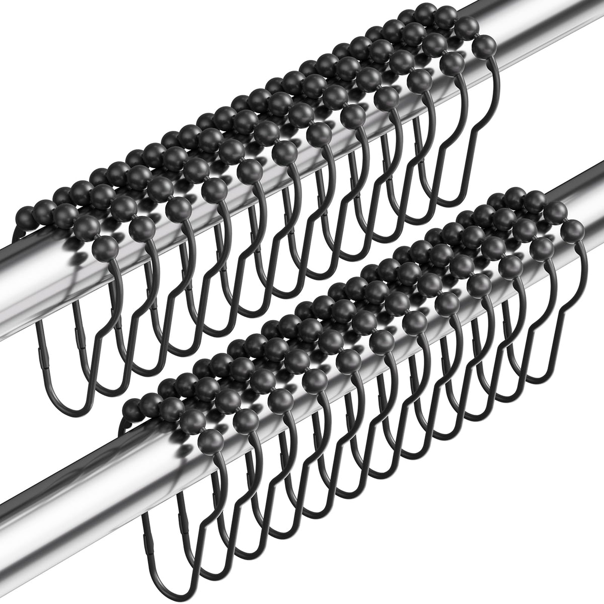 Amazer Decorative Shower Curtain Hooks, Shower Curtain Hooks Rust Proof Stainless Steel Shower Curtain Hooks, Shower Hooks for Shower Curtain Bathroom 12PCS, Matte Nickel