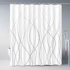 Striped Shower Curtain for Bathroom, Grey White, 72" W x 72" L
