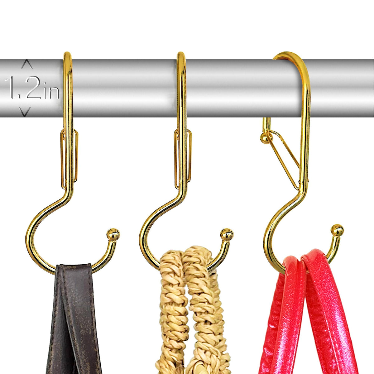 12 Metal Shower Curtain Hooks, Rust-Proof Decorative C-Shaped Curtain Hooks for Bathroom, Chrome Shower Curtain Rings, Fits Rods Up to 1 Inch (C, Silver)