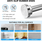 Shower Curtain Rod 27-79 Inches, Adjustable Tension Shower Rod No Drilling, No Slip, Spring Tension Curtain Rod for Bathroom Kitchen Closet Windows - Silver
