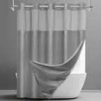 SORTTO Ringless Waffle Shower Curtain with Snap in Liner Set, 71x74, White