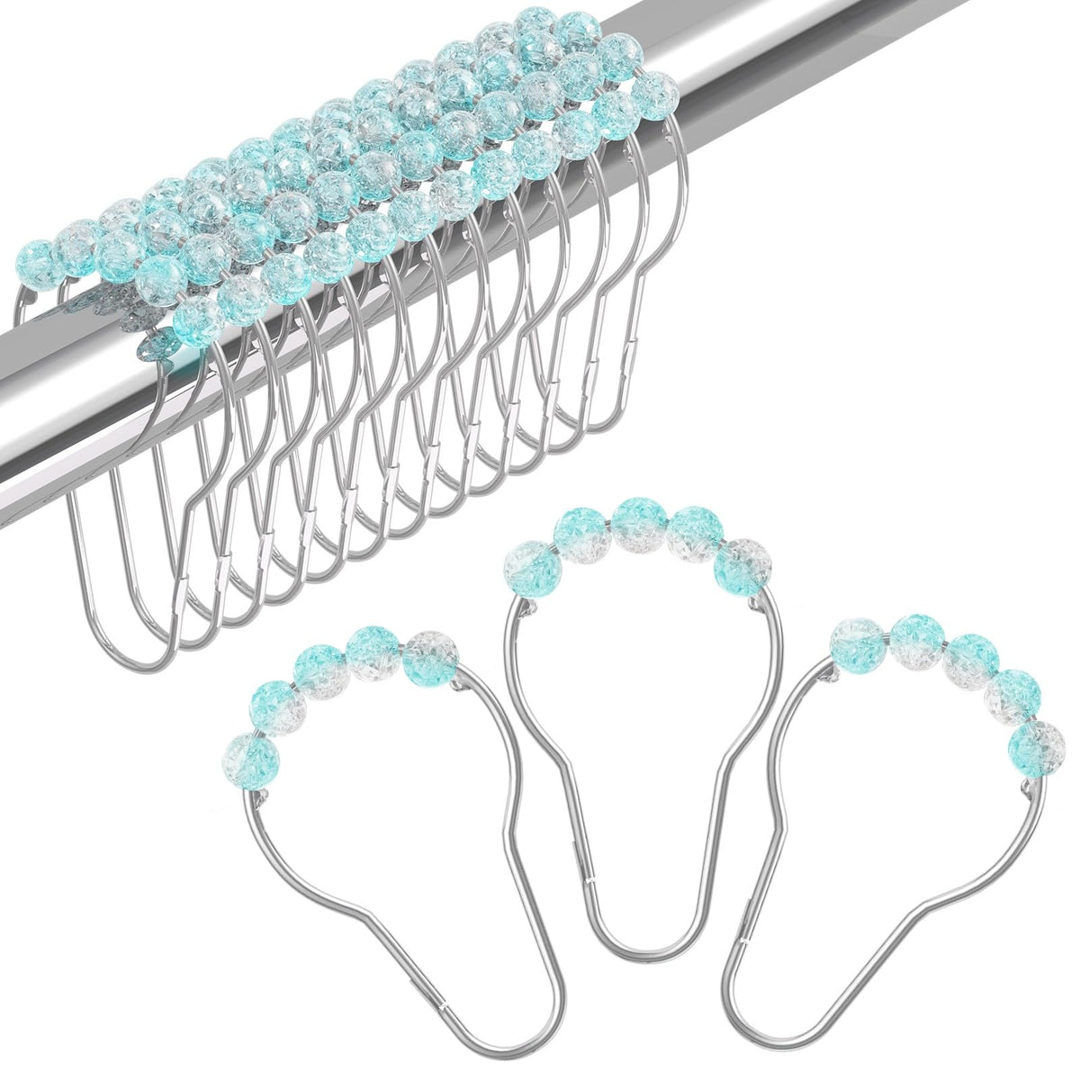Amazer Decorative Shower Curtain Hooks, Shower Curtain Hooks Rust Proof Stainless Steel Shower Curtain Hooks, Shower Hooks for Shower Curtain Bathroom 12PCS, Matte Nickel