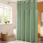 River Dream Cotton Blend Fabric Shower Curtain Set with Liner, White, 54x80