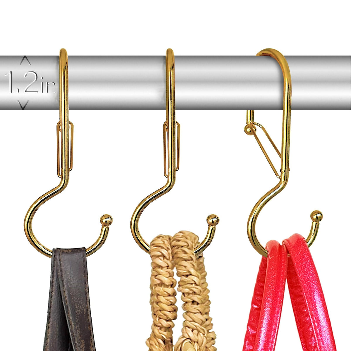 12 Metal Shower Curtain Hooks, Rust-Proof Decorative C-Shaped Curtain Hooks for Bathroom, Chrome Shower Curtain Rings, Fits Rods Up to 1 Inch (C, Silver)