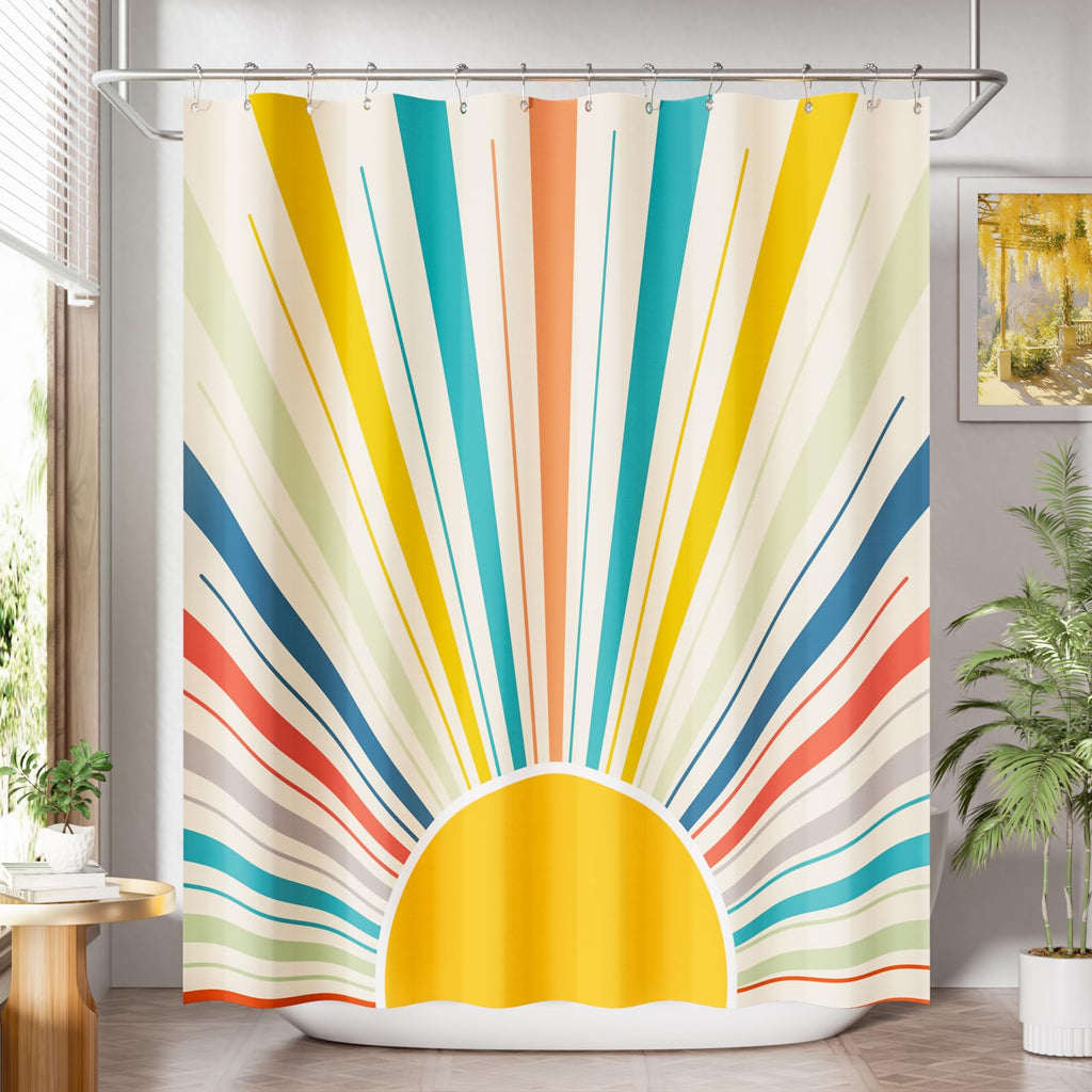 AmazerBath Shower Curtain, Cloth Ombre Black Shower Curtain Set with 12 Hooks, Washable Fabric Black and White Shower Curtain, Rustic Farmhouse Bathroom Shower Curtain, 72x72 Inches