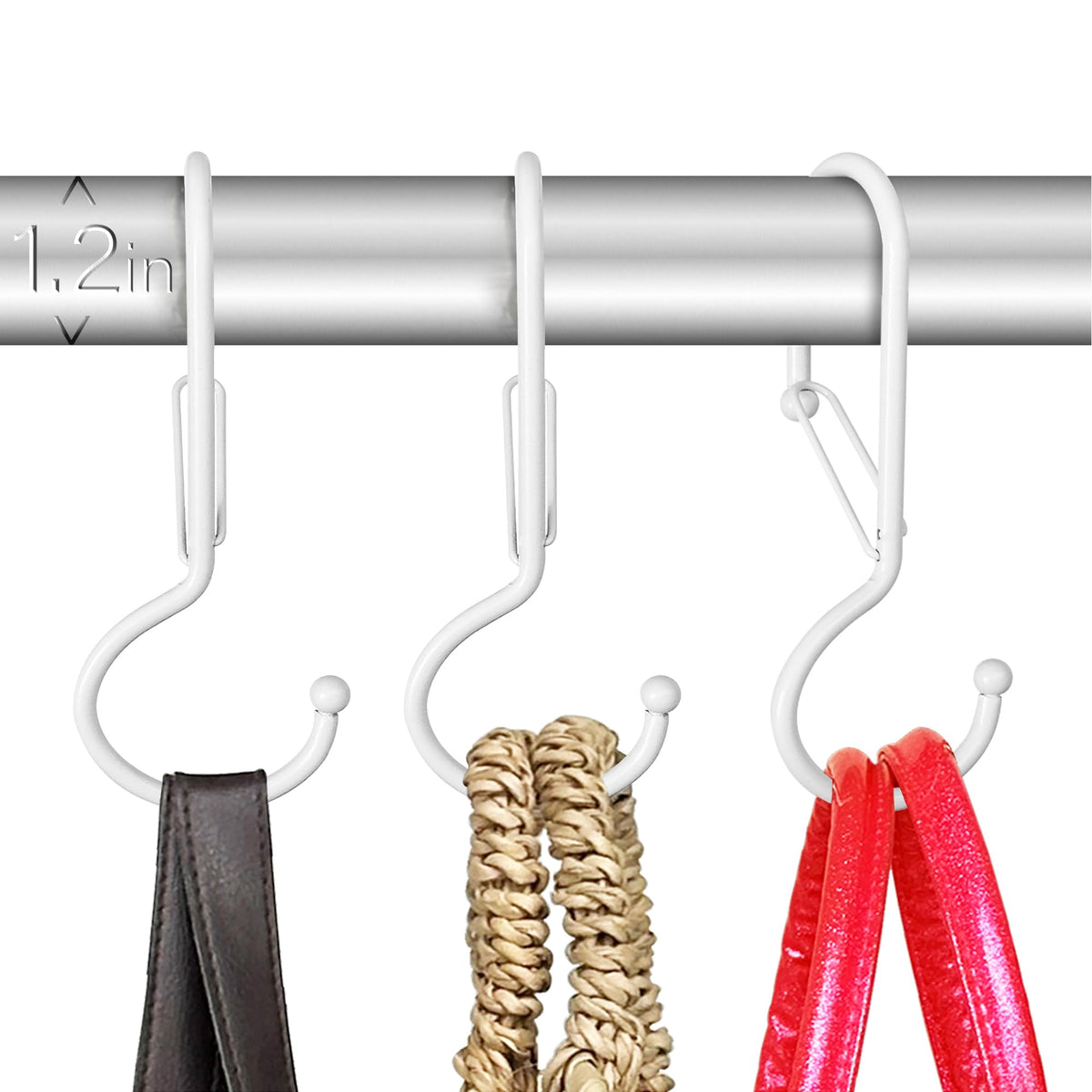 12 Metal Shower Curtain Hooks, Rust-Proof Decorative C-Shaped Curtain Hooks for Bathroom, Chrome Shower Curtain Rings, Fits Rods Up to 1 Inch (C, Silver)