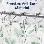 Bathway Shower Curtain Hooks Nickel Shower Curtain Rings, 12 Pcs Double Hook Shower Curtain Hooks Rings Shower Curtain Hangers Rust Proof, Metal Shower Hooks for Bathroom Shower Curtain Rod