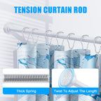 TEECK Shower Curtain Rod, 32-80 inch Adjustable Spring Tension Curtain Rod, Never Rust Anti-Slip Shower Curtain Rod for Bathroom, No Drilling, Never Collapse, Easy to Use, White