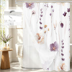 Gibelle 3 in 1 Sage Green Watercolor Floral Shower Curtain Liner Set, 72x72