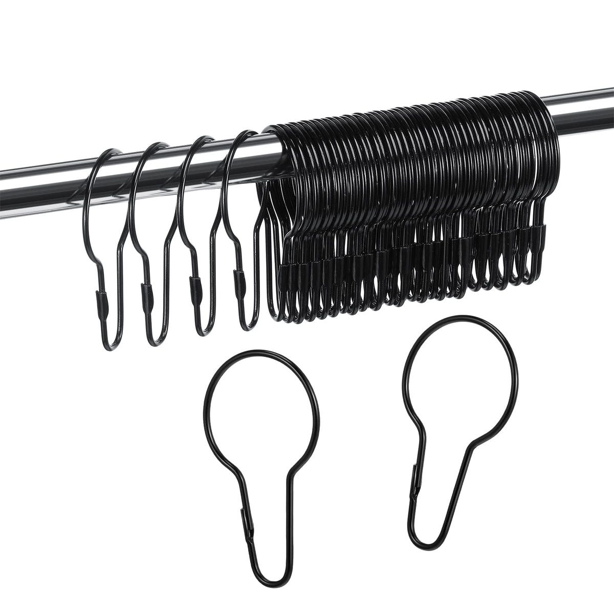 Queekay 60 Pcs Metal Shower Curtain Hooks Reusable Hanging Clips, Silver