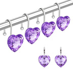 Shower Curtain Hooks Rings for Bathroom, 12PCS Valentines Day Heart Stainless Steel Rust Resistant Decorative Rhinestones Shower Curtain Rings Hangers for Shower Curtains, Clothing, etc.