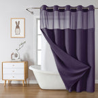 eachope No Hook Waffle Shower Curtain with Snap-in Liner, 71x74 Inch, White