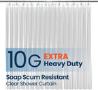 LiBa White Fabric Shower Curtain 72x72 Waterproof Heavy Duty Liner