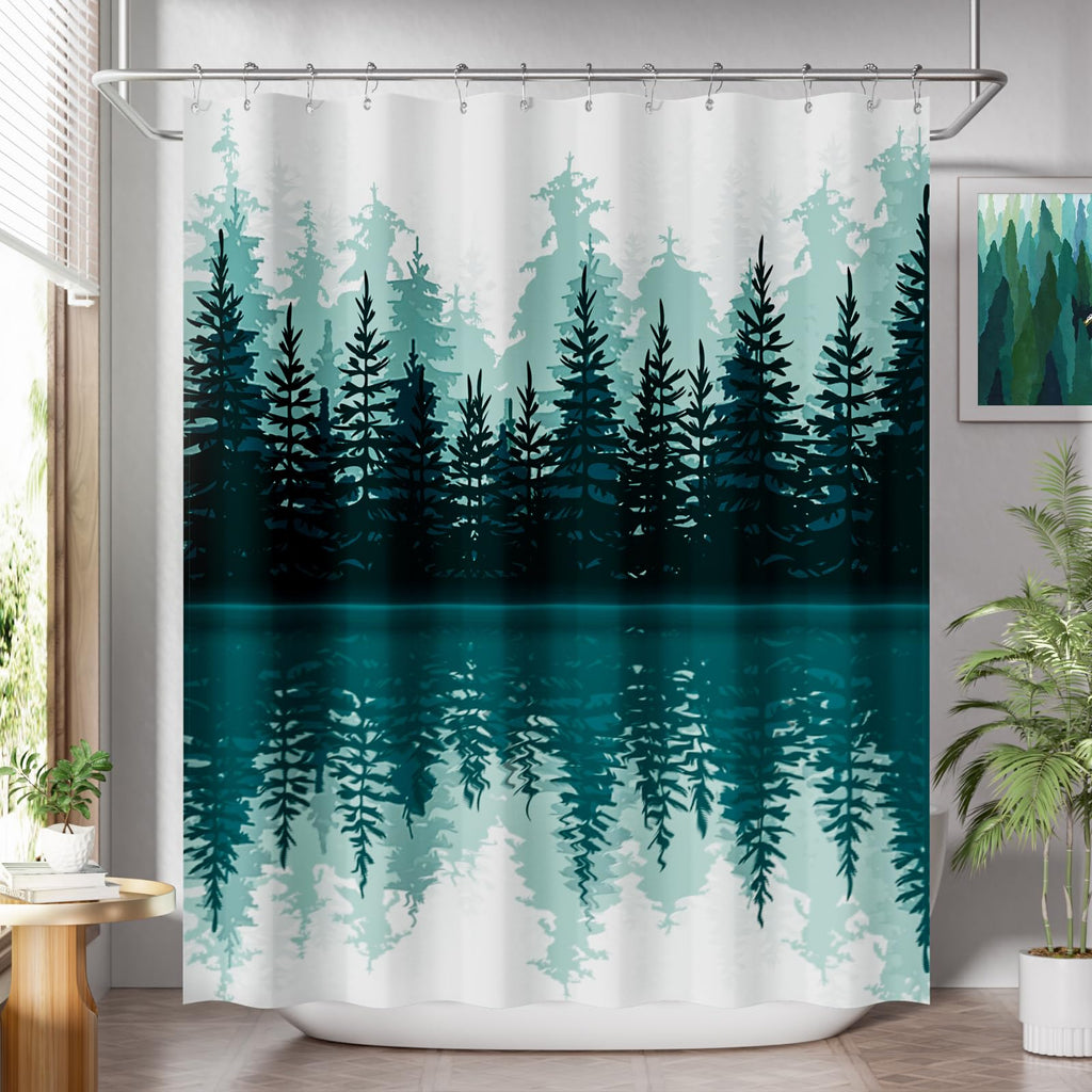 AmazerBath Shower Curtain, Cloth Ombre Black Shower Curtain Set with 12 Hooks, Washable Fabric Black and White Shower Curtain, Rustic Farmhouse Bathroom Shower Curtain, 72x72 Inches