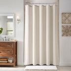Naturoom Linen Shower Curtain 72 Inch Long for Bathroom Beige 1 Panel