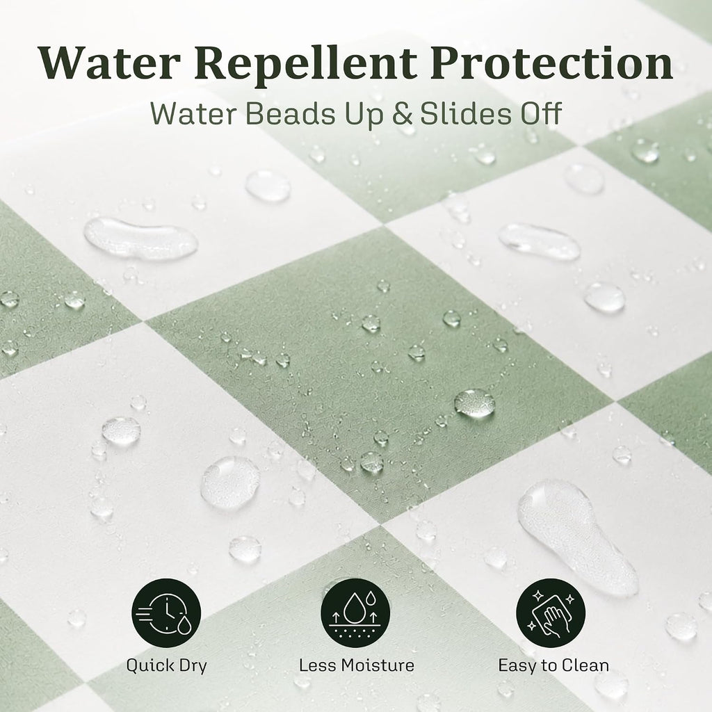 Ohocut Checkered Shower Curtain, Sage Green Shower Curtains for Bathroom, Cute Retro Checkboard Shower Curtain Vintage Aesthetic, Washable Fabric Bath Curtain 72''x72''