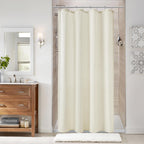 Naturoom Linen Shower Curtain 72 Inch Long for Bathroom Beige 1 Panel