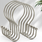 AmazerBath Shower Curtain Hooks Gold Shower Curtain Rings, Simple Double Hook Shower Curtain Hooks Rust Proof, Metal Smooth Shower Hooks for Shower Curtain Rod, 12 Pcs Shower Rod Hook Light Gold