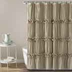 Homechoice Decor Camel Ruffle Shower Curtain 72" W x 72" H
