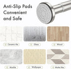 AmazerBath Nickel Spring Tension Shower Curtain Rod 31-75 Inches, 1 Inch Diameter Heavy Duty Tension Rod Rust Proof Bathroom Curtain Rod, Adjustable No Drill Easy Segmented Installation