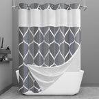 Yiatn Gray Ringless Shower Curtain with Snap-in Liner, 71 x 74 Inch