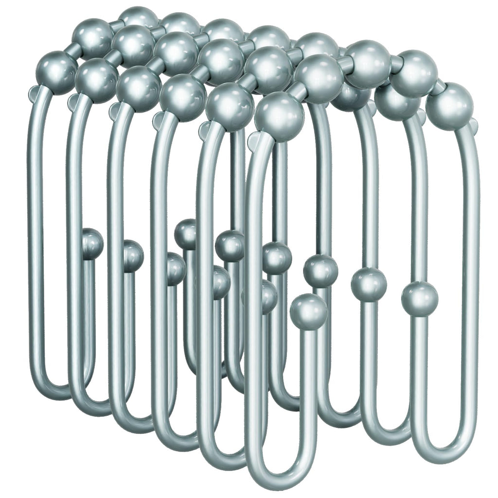 AmazerBath Shower Curtain Hooks, Gold Shower Curtain Hooks Rust Proof, Non-Slip Simple Double Hook Shower Curtain Hooks for Shower Curtain, Sturdy Shower Curtain Rings, 12Pcs