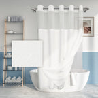 River Dream No Hook Shower Curtain with Snap-in Liner Set, Dark Gray, 71x74