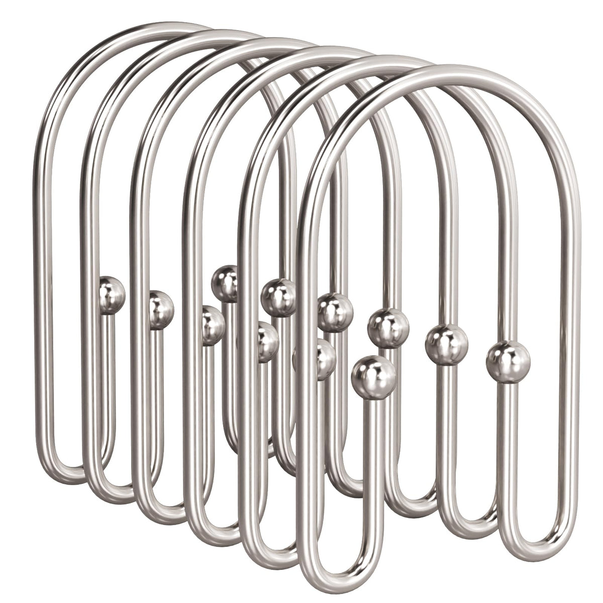 AmazerBath Shower Curtain Hooks, Gold Shower Curtain Hooks Rust Proof, Non-Slip Simple Double Hook Shower Curtain Hooks for Shower Curtain, Sturdy Shower Curtain Rings, 12Pcs