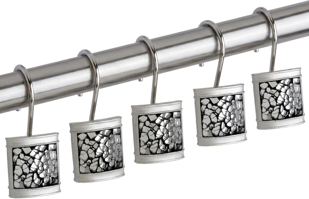 Creative Scents Silver Shower Curtain Hooks Decorative | Set of 12