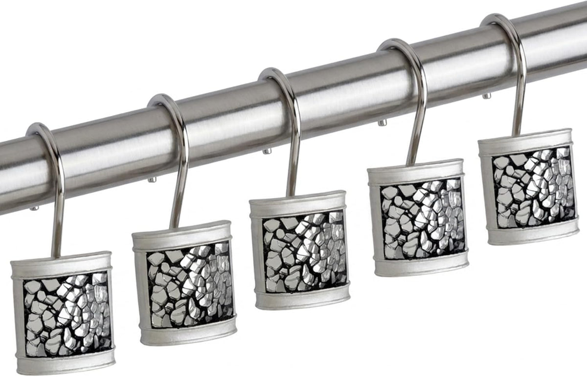 Creative Scents Silver Shower Curtain Hooks Decorative | Set of 12