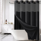 BTTN Cream Ringless Linen Textured Shower Curtain with Snap in Liner, 72x75