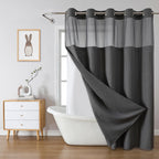 eachope No Hook Waffle Shower Curtain with Snap-in Liner, 71x74 Inch, White