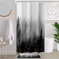 ORTIGIA Dark Green Misty Forest Shower Curtain for Bathroom, Nature Woodland Shower Curtain Set with Hooks, Decorative Pine Tree Fog Magic Bath Curtain for Home, Waterproof Fabric, Weighted, 72x72