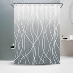 Striped Shower Curtain for Bathroom, Grey White, 72" W x 72" L