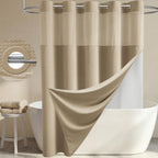 Dynamene Ringless Waffle Weave Fabric Shower Curtain Set, Black, 72"x75"