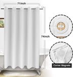 River Dream No Hook Fabric Shower Curtain TPU Lining, White, 71x74