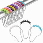 Amazer Shower Curtain Hooks Rings, Rust-Resistant Stainless Steel Double Shower Curtain Hooks, Shower Hooks for Shower Curtain and Liner Bathroom, Set of 12, Chrome