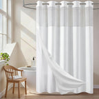 No Hook Shower Curtain and Liner Set, Ombre Black and White, 71x74