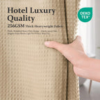 Dynamene Waffle Shower Curtain 256 GSM Heavy Duty Fabric 72x72 Beige/Khaki