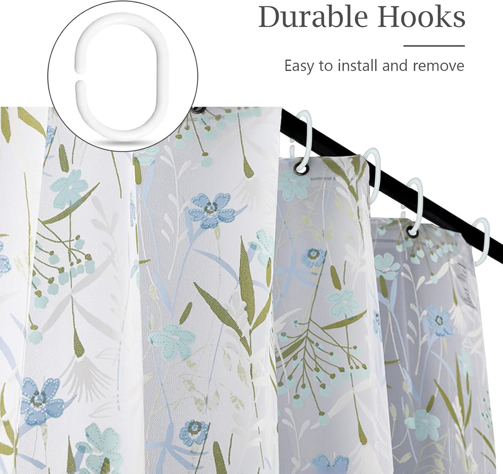EVA Waterproof Shower Curtain Liner - Matte Clear & Frosted Design with 12 Hooks, Soft Touch, Privacy & Light Transparency, Ideal for Bathroom Decor (Fragrant Grass, 72" x 72")