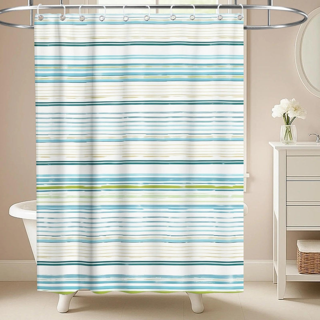 Nautical Green Sea Turtles Beach Theme Fabric Shower Curtain Sets Bathroom Blue Ocean Decor with Grommets and Hooks - 72 x 72 Inch Teal