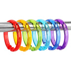 Blue Shower Curtain Hooks - 12 Pcs Circular Plastic Shower Curtain Rings for Bathroom - O Shaped Transparent Blue Shower Hooks Rings for Shower Curtain Rod