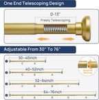 ENJOYBASICS 1" Gold Shower Curtain Rod, 30-76" Adjustable, Secure Tension