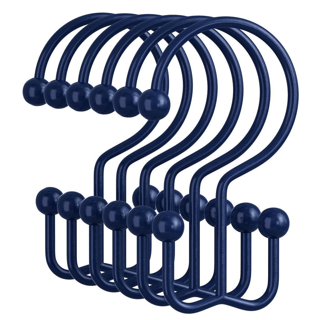 Amazer Gold Shower Curtain Hooks, 12PCS Minimalist Simple Double Shower Curtain Rings, Rust-Resistant Metal Shower Hooks Shower Curtain Hangers, Shower Rings for Bathroom Shower Rods Curtains