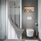 eachope No Hook Waffle Shower Curtain with Snap-in Liner, 71x74 Inch, White