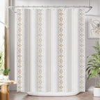 AmazerBath Shower Curtain, Washable Cloth Black Shower Curtain Sets with 12 Shower Curtain Hooks, Fabric Rustic Black and White Striped Curtain, Farmhouse Bathroom Curtains, 72x72 Inches