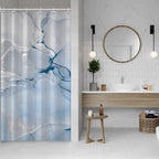 AWERT Blue Marble Shower Curtain - Waterproof for Bathroom Decor, Printed Washable With Hooks, 72x72 Inch