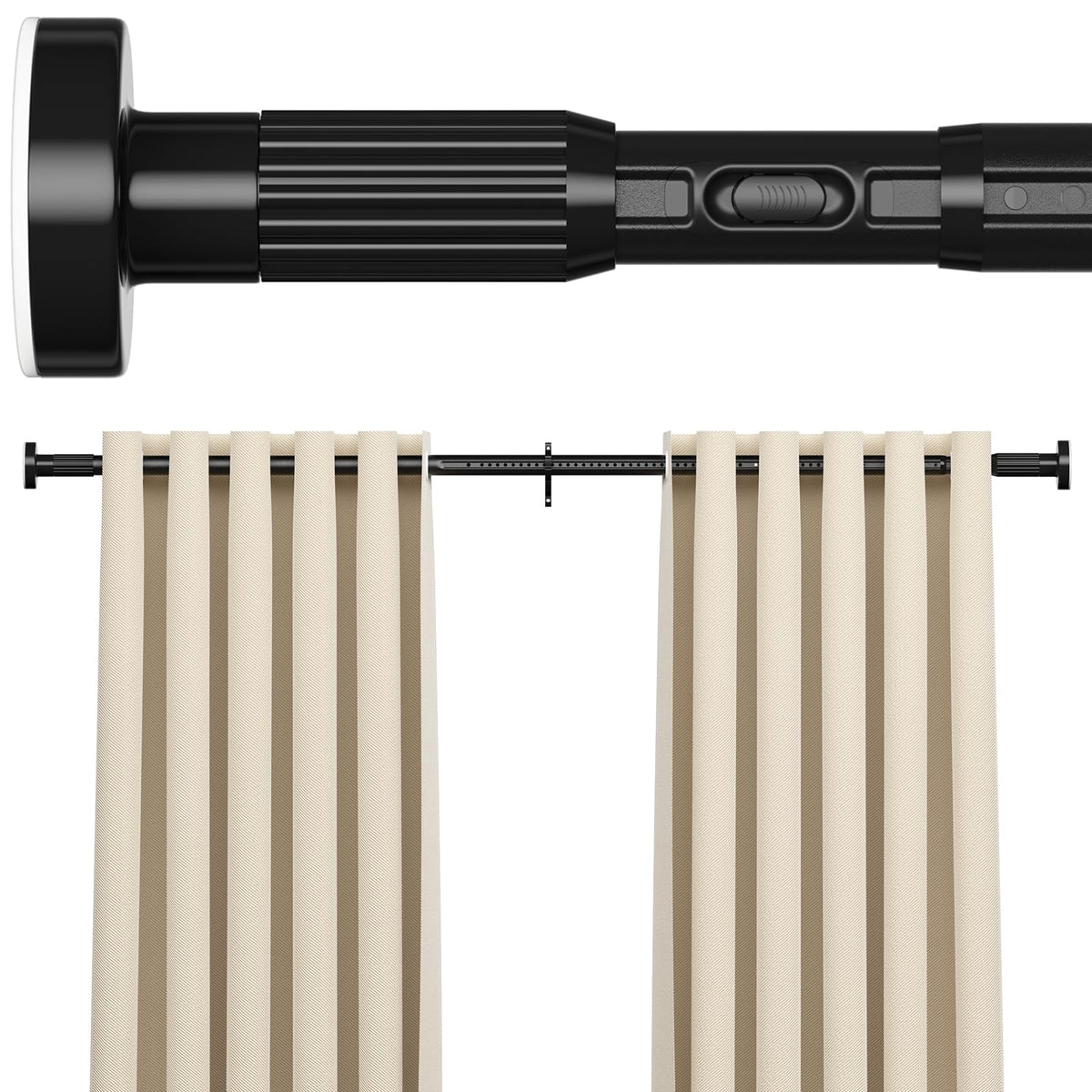 AIZESI 41-144 Inch Heavy Duty Tension Curtain Rod - No Drilling, Adjustable