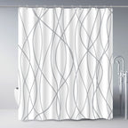 Striped Shower Curtain for Bathroom, Grey White, 72" W x 72" L