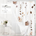 Gibelle 3 in 1 Sage Green Watercolor Floral Shower Curtain Liner Set, 72x72